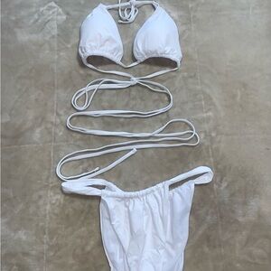 BRAND NEW 2pc Strappy White Bikini Size 3X